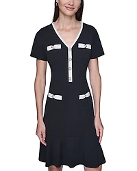 Karl Lagerfeld Paris Scuba Crepe A Line Dress