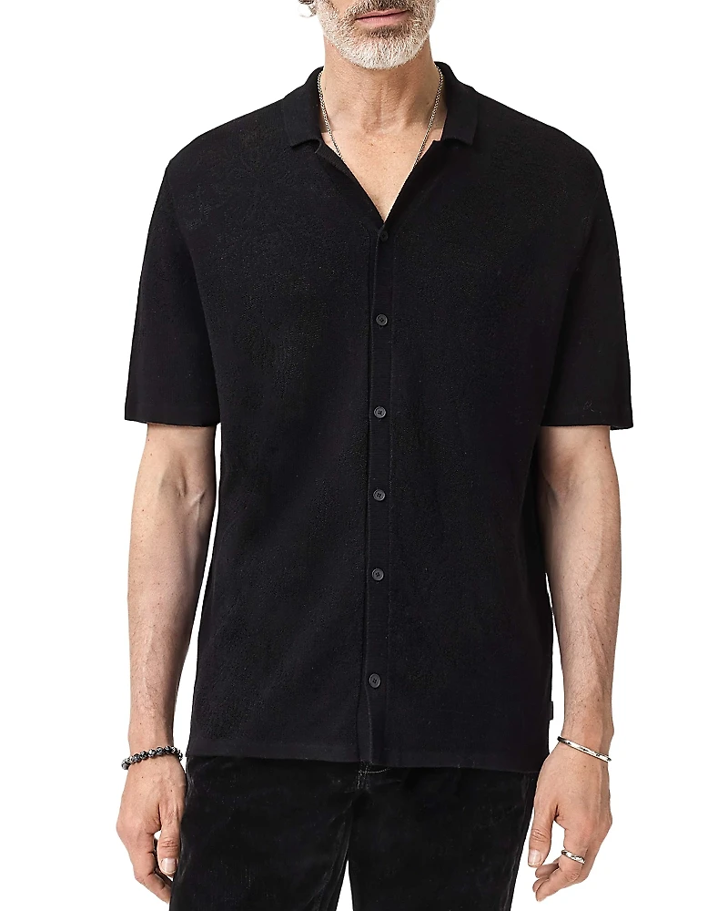 John Varvatos Arlon Jacquard Camp Collar Sweater