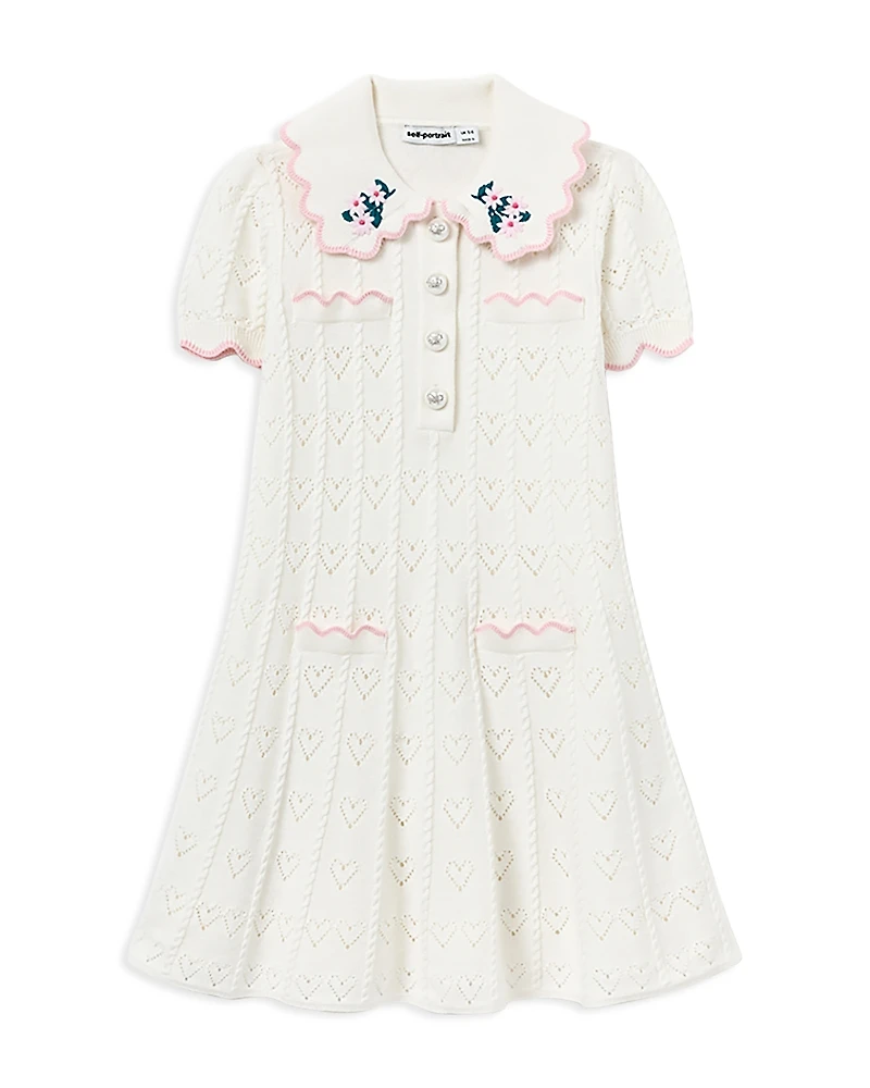 Self-Portrait Girls' Heart Knit Dress - Little Kid, Big Kid