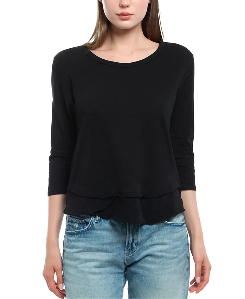 Wilt Clothing 3/4 Sleeve Shrunken Crew Mock Layer Tee