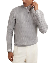 Reiss Tuscano Quarter Zip Cable Knit Sweater