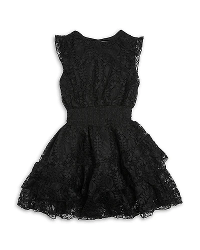 Aqua Girls' Mock Neck Lace Tiered Mini Dress - Little Kid, Big Kid Exclusive