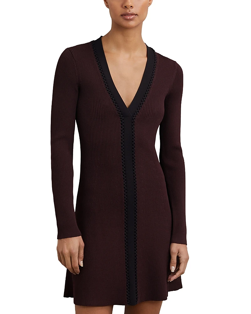 Reiss Alma Craft Detail Knit Mini Dress