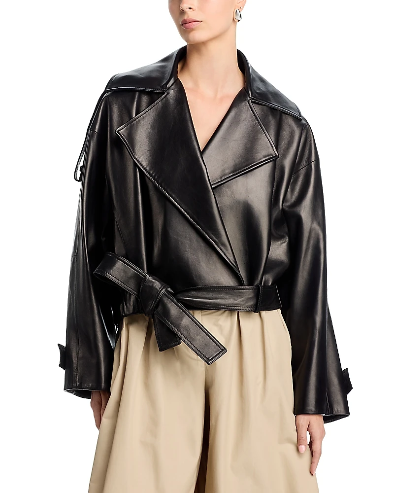 Brandon Maxwell Collins Leather Coat