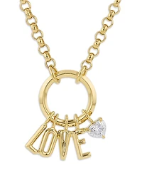 Phillips House 18K Yellow Gold Initial Diamond Love Charm Pendant Necklace, 16-18