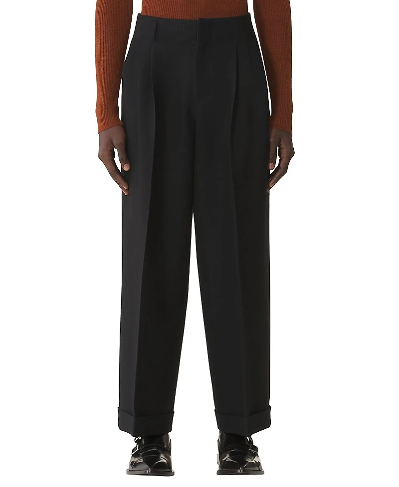 Lanvin Wide-Leg Flannel Pants