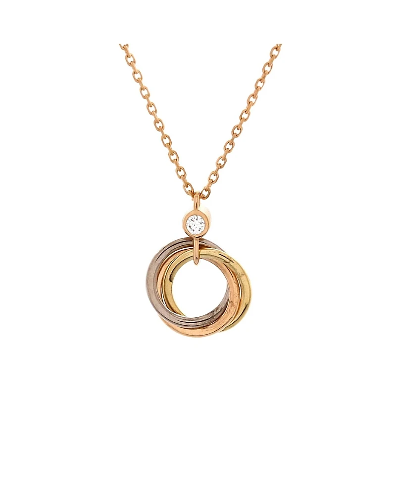 Pre-Owned Cartier Trinity Pendant Necklace 18K Tricolor Gold with Diamond, 15 - 15.75"