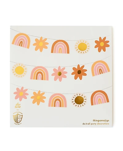 Jollity & Co. Boho Rainbow Birthday Garland, Set of 16 Pieces and Hanging Twine - Ages 8 - 10 Years