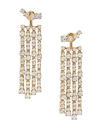 Nadri Bonne Annee Cubic Zirconia Curtain Fringe Front To Back Earrings