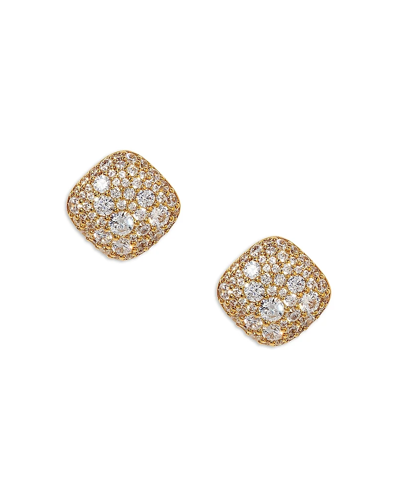 Nadri Crushed Pave Cushion Stud Earrings