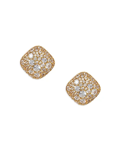 Nadri Crushed Pave Cushion Stud Earrings