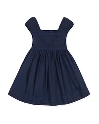Hope & Henry Girls' Organic Puff Sleeve Pintuck Sateen Party Dress - Little Kid, Big Kid