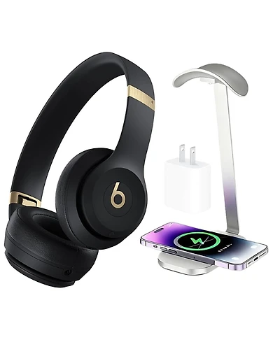 Beats Solo 4 True Wireless On-Ear Headphones + Power Adapter & Headphone Stand/Charging Pad