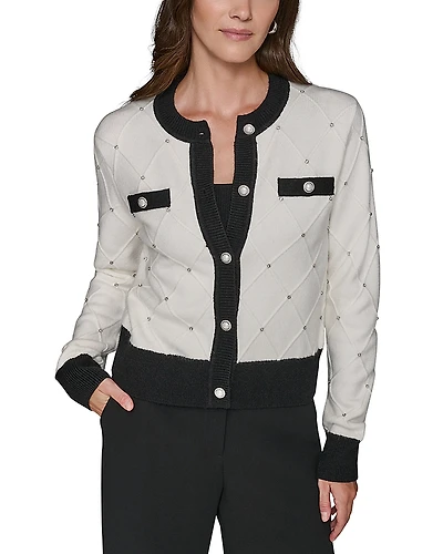 Karl Lagerfeld Paris Contrast Trim Cardigan