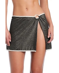 Red Carter Metallic Skirt Swim Cover-Up