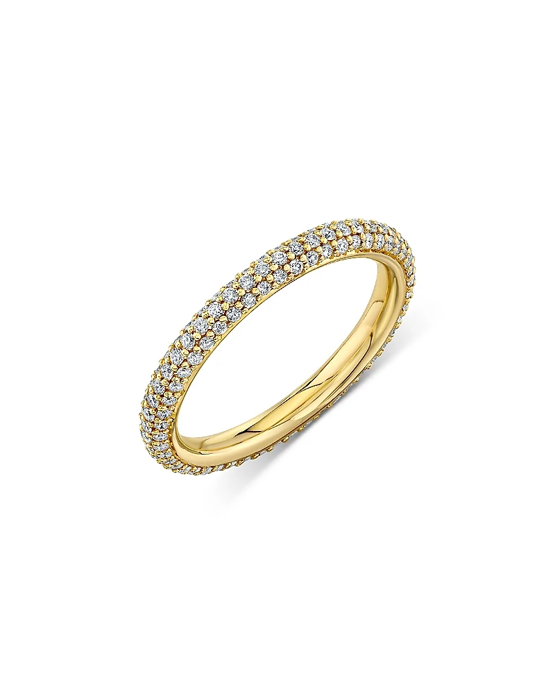 Sydney Evan 14K Yellow Gold Diamond Pave Hollow Tube Ring