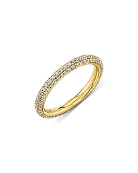 Sydney Evan 14K Yellow Gold Diamond Pave Hollow Tube Ring