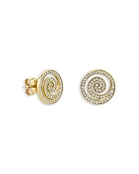 Sydney Evan 14K Yellow Gold Diamond Swirl Stud Earrings