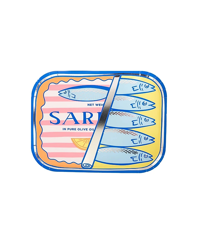 Jollity & Co. Le Dinner Sardine Can Paper Dinner Plates, Set of 8