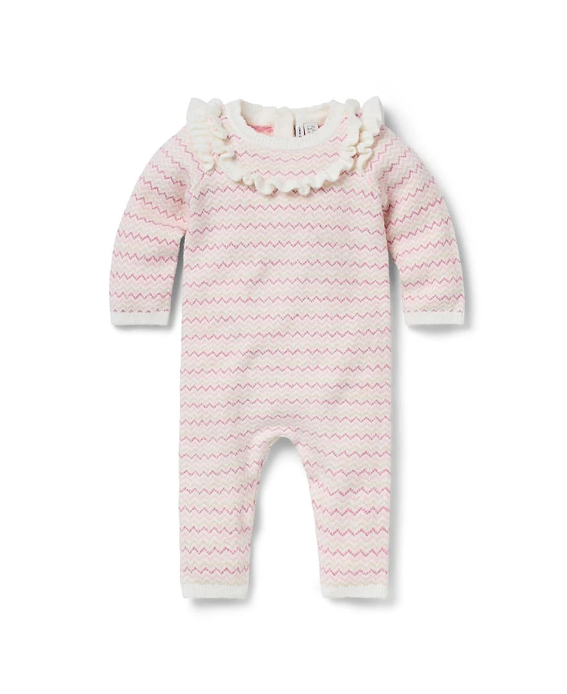 Janie and Jack Girls' Striped Ruffle One-Piece - Baby