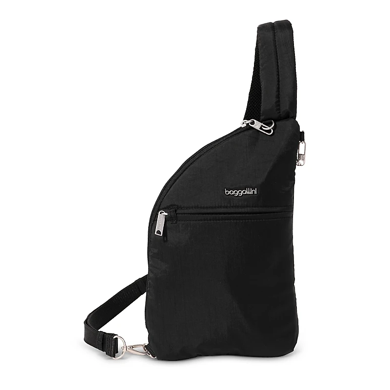 Baggallini The Travel Smart Edit Securtex Anti Theft Half Moon Sling Bag