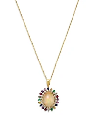 Bloomingdale's Fine Collection Opal, Multi Gemstone & Diamond Halo Pendant Necklace