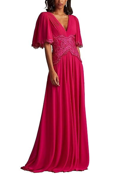 Tadashi Shoji Indira Embroidered Chiffon Gown