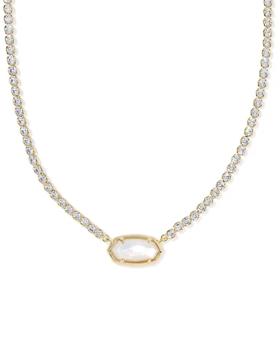 Kendra Scott Elisa Cubic Zirconia & Mother Of Pearl Tennis Necklace, 19