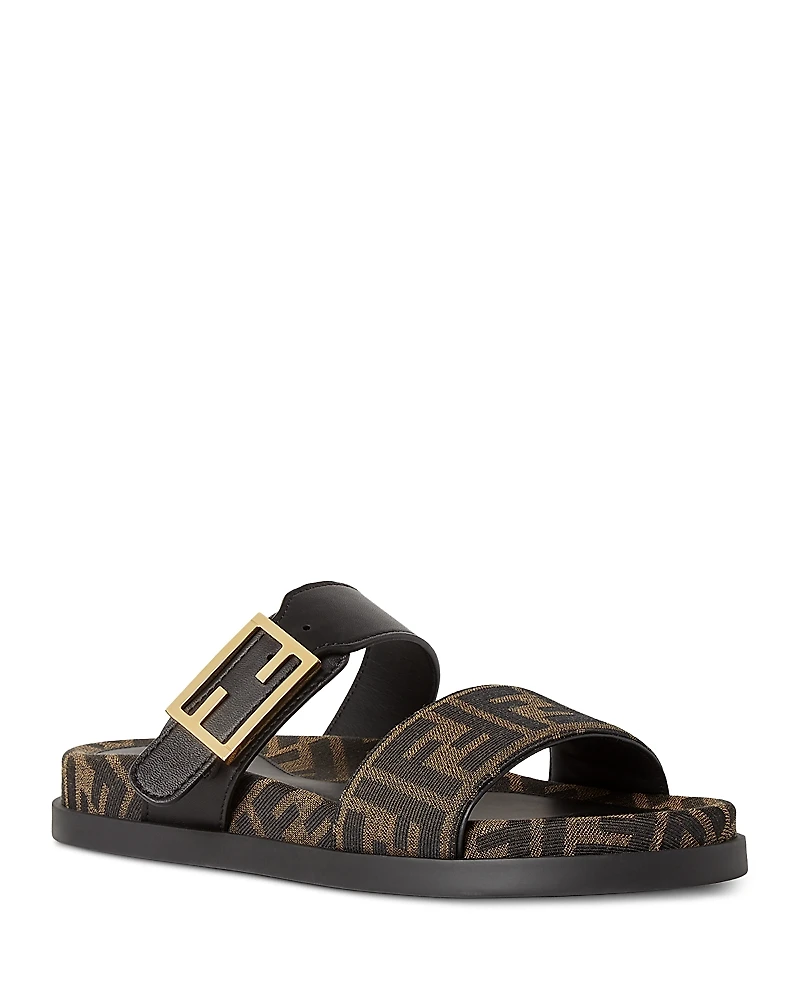 Fendi Women's Feel Leather & Ff Fabric Sandals