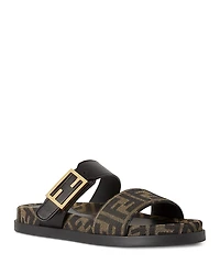Fendi Women's Feel Leather & Ff Fabric Sandals
