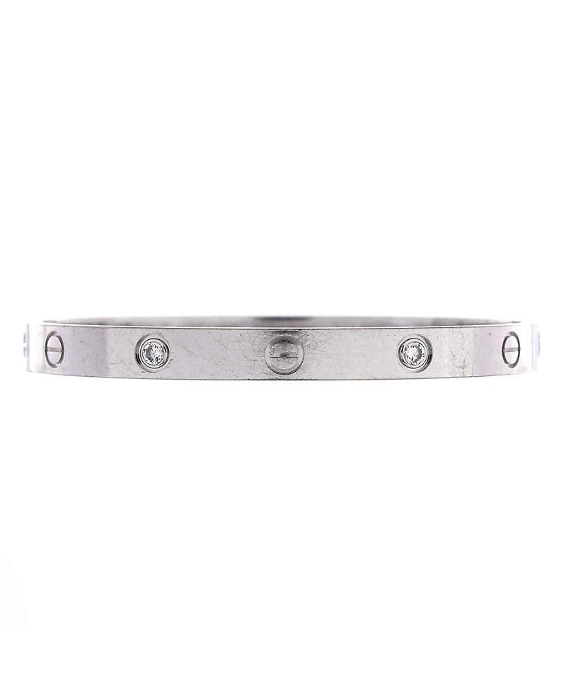 Pre-Owned Cartier Love 4 Diamond Bracelet 18K White Gold and Diamonds