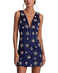 Alice and Olivia Mandy Embellished Deep Plunge Dress