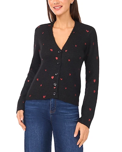 CeCe Foil Heart Cardigan