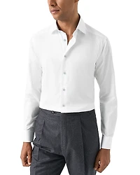 Eton Signature Twill Solid Slim Fit Dress Shirt with Floral Detail