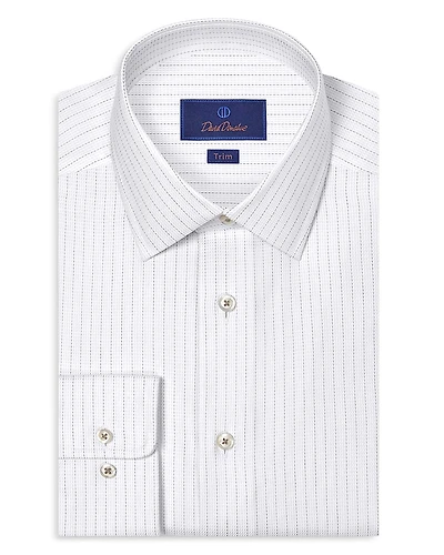 David Donahue Trim Fit Dobby Stripe Dress Shirt