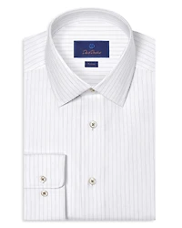 David Donahue Trim Fit Dobby Stripe Dress Shirt