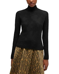 Ganni Sheer Flower Jacquard Turtleneck Sweater