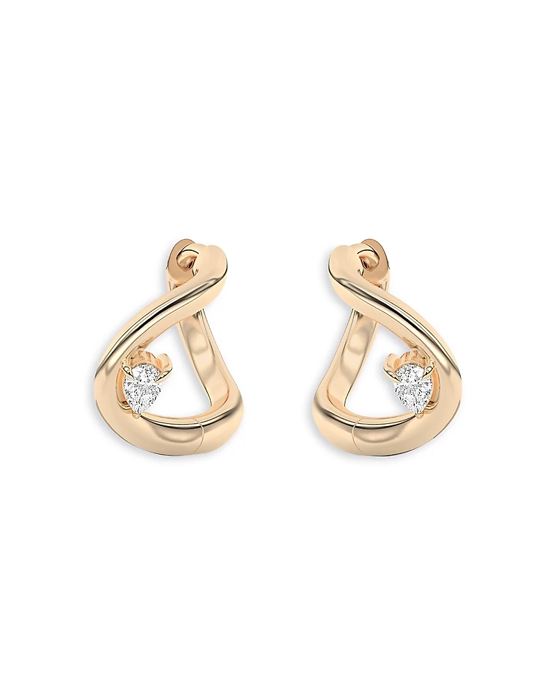 Shahla Karimi from the Luxe Collection Certified Lab Grown Diamond Pear Gaudi Curve Huggie Hoop Earrings