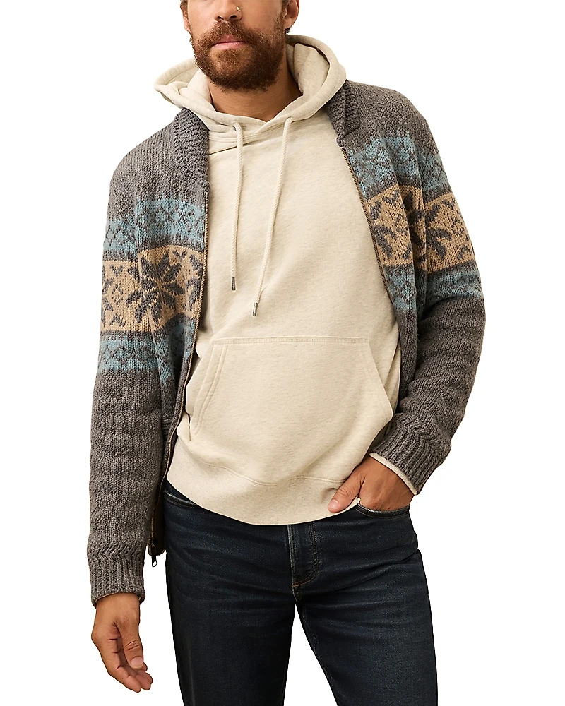 Faherty Snow Regular Fit Zip Cardigan Sweater