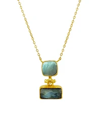 Ottoman Hands Nerissa Labradorite and Aqua Chalcedony Pendant Necklace