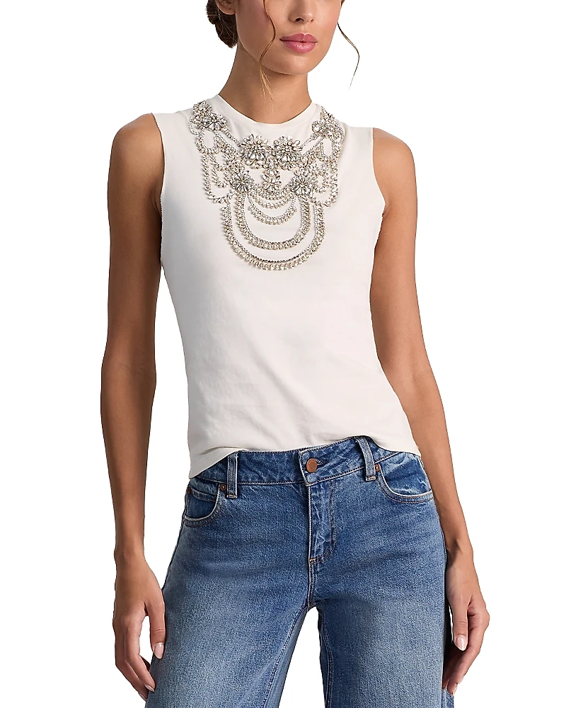 Alice and Olivia Dede Rhinestone Embellished Tank Top
