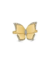 Piranesi 18K Yellow Gold Butterfly Diamond Oro Ring
