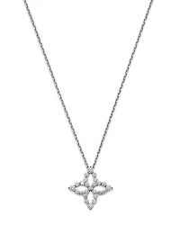 Roberto Coin 18K White Gold Diamond Flower Outline Pendant Necklace, 16-18