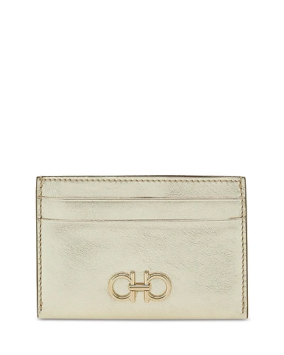 Ferragamo Gancini Metallic Leather Card Holder