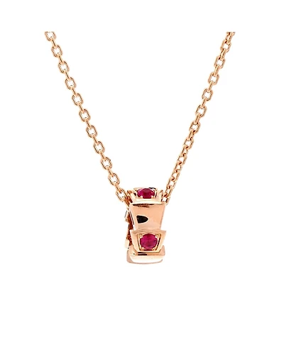 Pre-Owned Bvlgari Serpenti Viper Pendant Necklace 18K Rose Gold with Rubies, 16.25 - 17"
