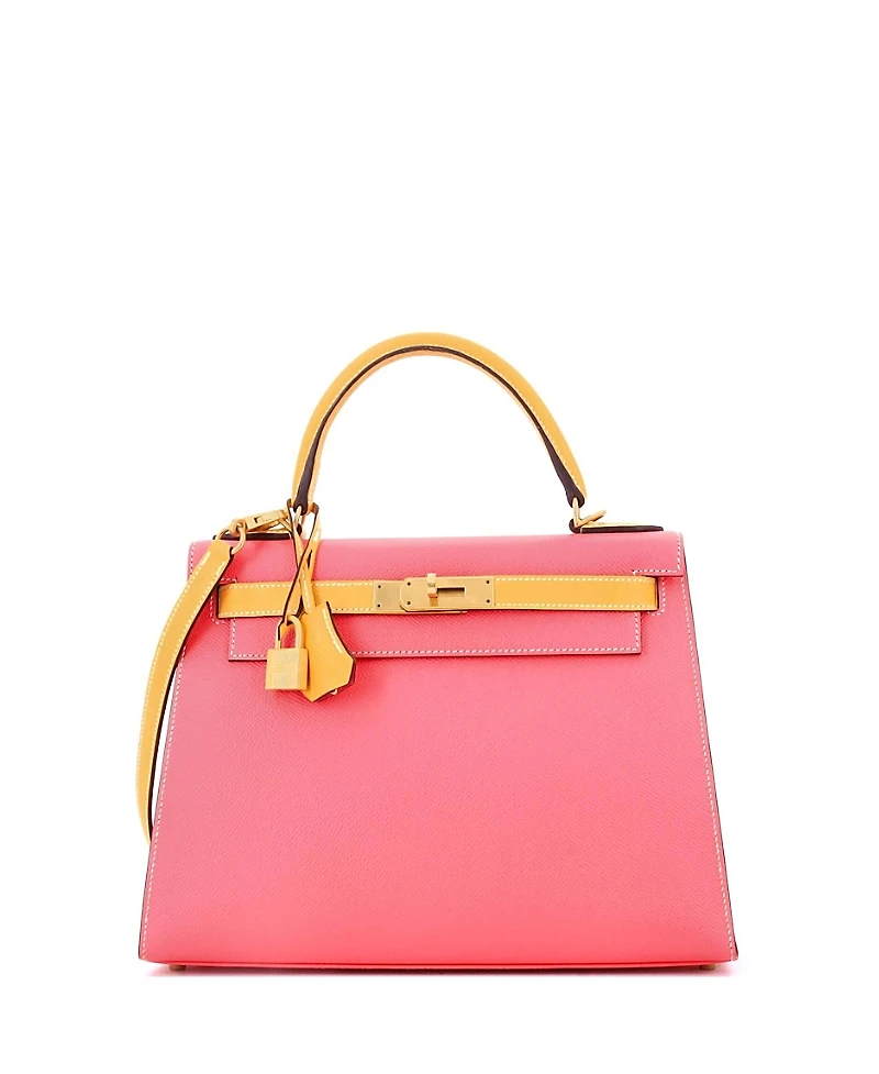 Pre-Owned HERMES Kelly 28 Handbag Bicolor Epsom with Brushed Gold Hardware