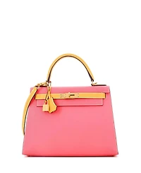 Pre-Owned HERMES Kelly 28 Handbag Bicolor Epsom with Brushed Gold Hardware