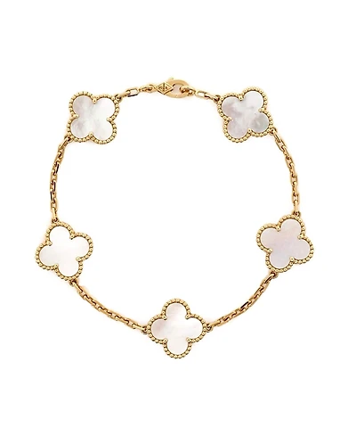 Pre-Owned Van Cleef & Arpels Vintage Alhambra 5 Motifs Bracelet 18K Gold and Mother of Pearl
