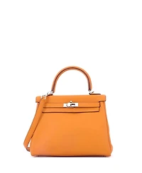 Pre-Owned HERMES Kelly 25 Handbag Orange Swift with Palladium Hardware