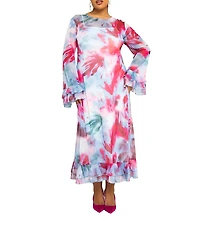 Fashion-szn Curve Blurred Floral Mesh Maxi Dress